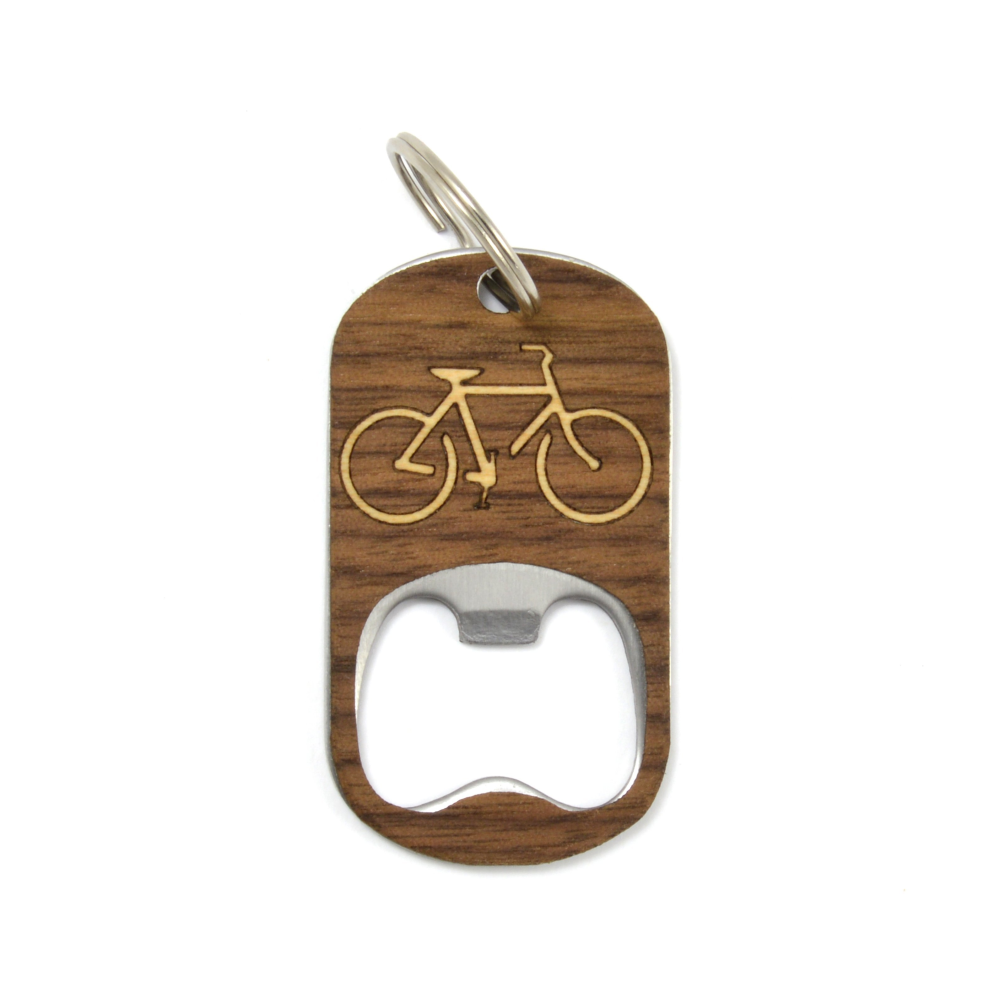 Bicycle Handmade Wooden Bottle Opener Keychain