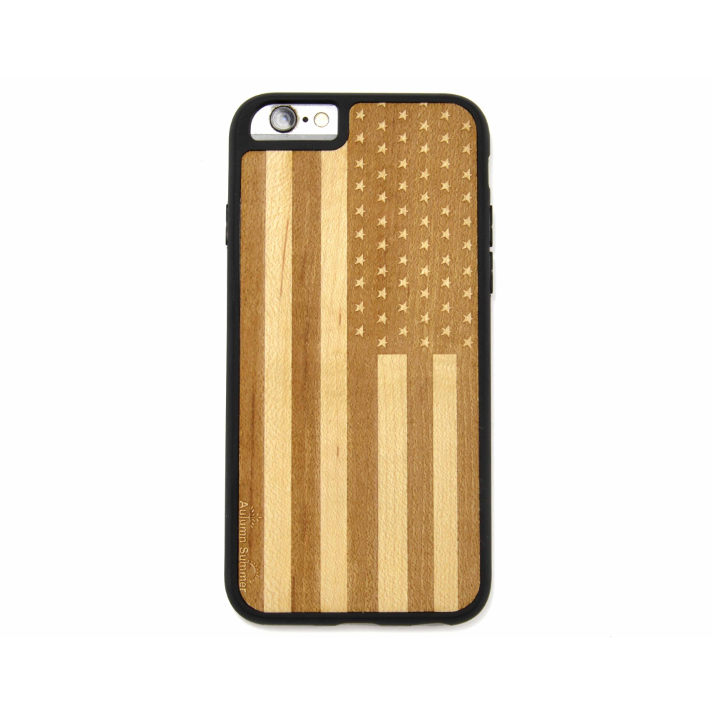 American Flag Handmade Wooden Phone Case (iPhone)