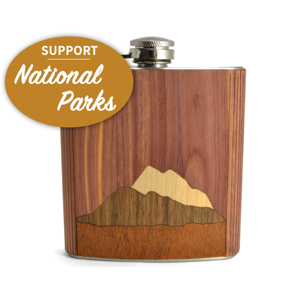 National Park Handmade Wooden Hip Flask (6 oz)