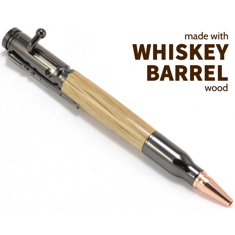Bolt Action Bullet Handmade Wooden Pen - Made From Whiskey Barrel Wood