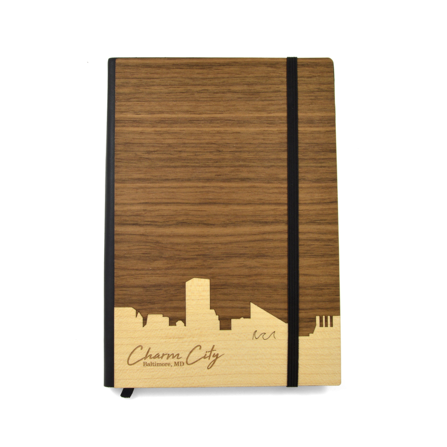 State City Skyline Handmade Wooden Notebook (5x8)