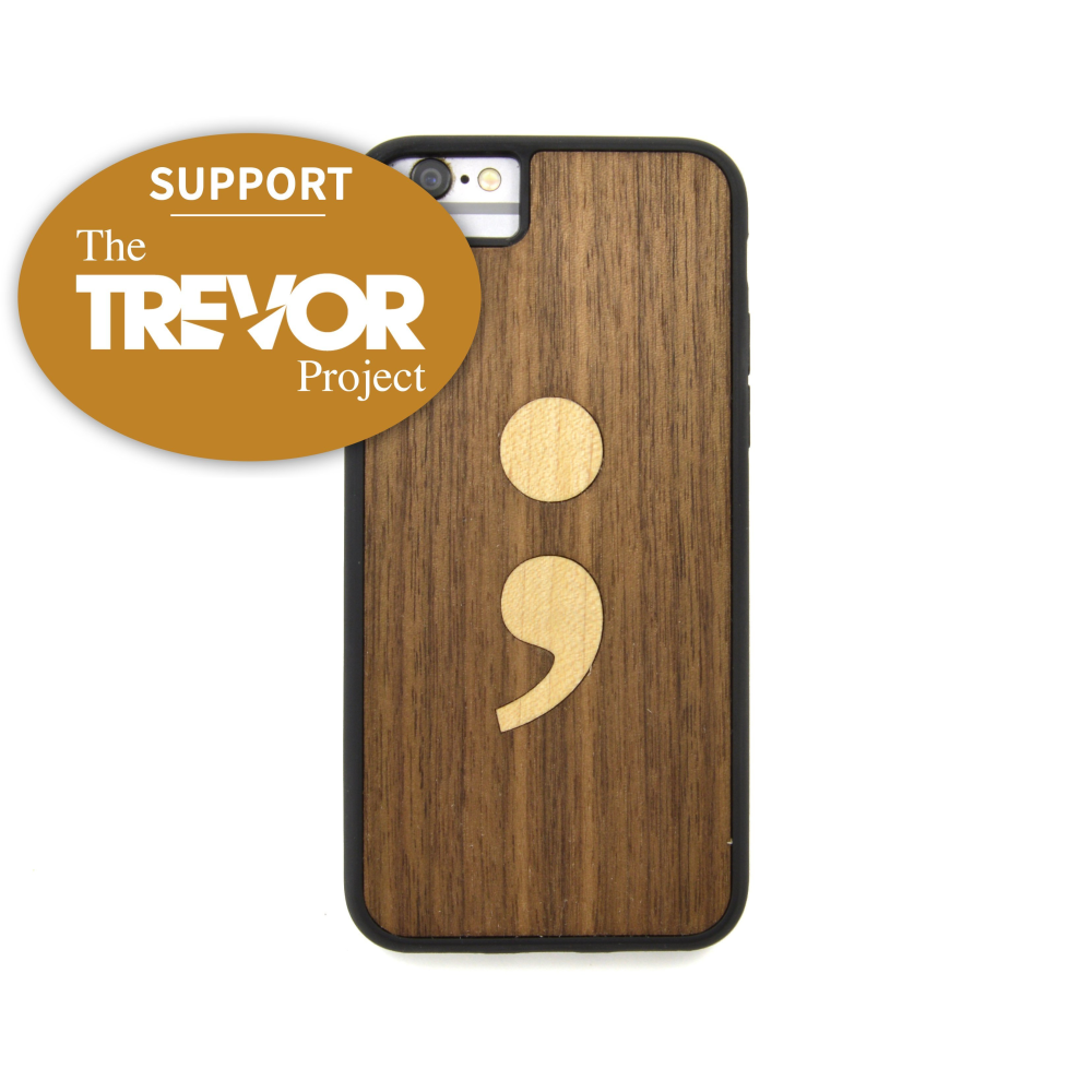 Trevor Project Semi-Colon Handmade Wooden Phone Case (iPhone)