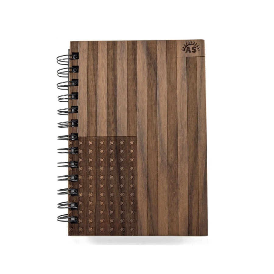 American Flag Handmade Wooden Notebook (5x7)