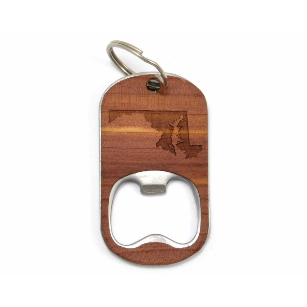 State Map Handmade Wooden Bottle Opener Keychain