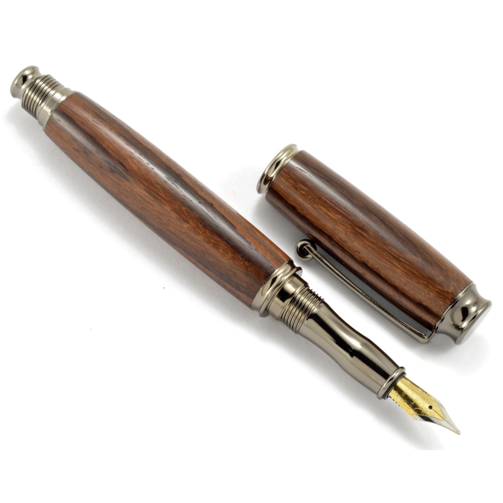 Dark Handmade Wooden Executive Fountain & Rollerball Pen