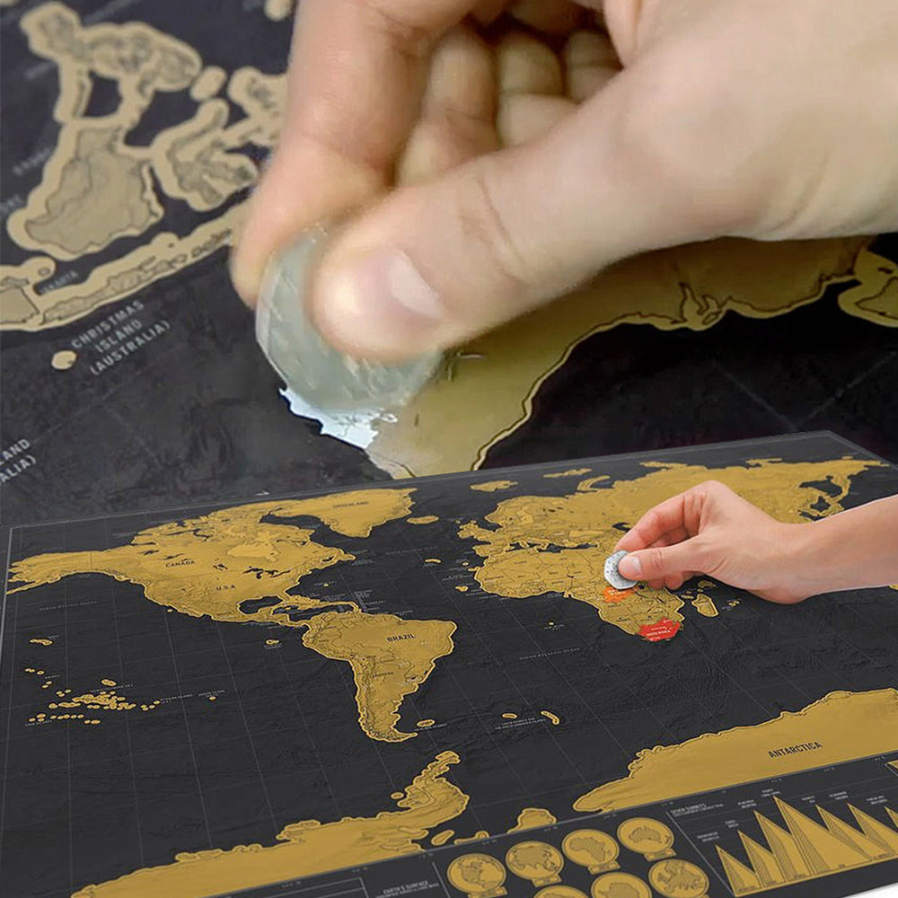 Large Scratch Off Map World Poster