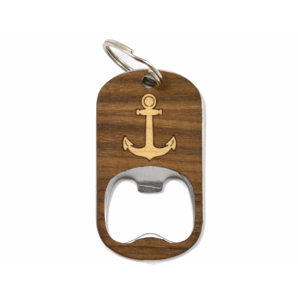 Anchor Handmade Wooden Bottle Opener Keychain