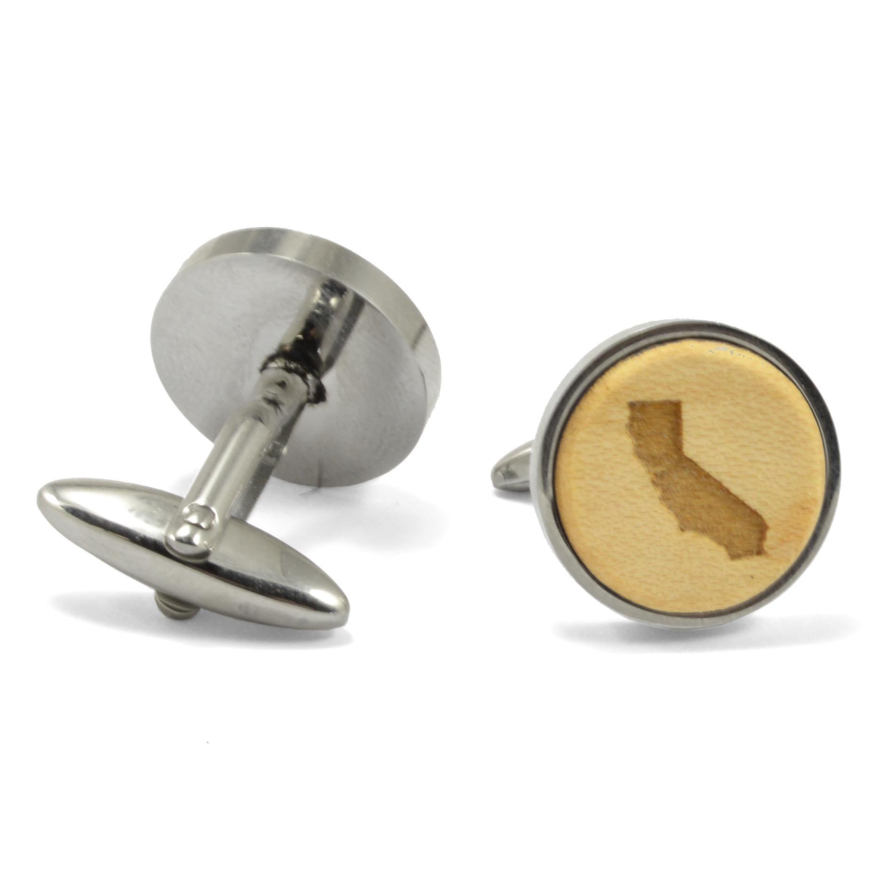 State Map Handmade Wooden Cufflinks