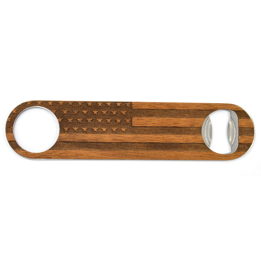 USA Flag Handmade Wooden Bottle Opener